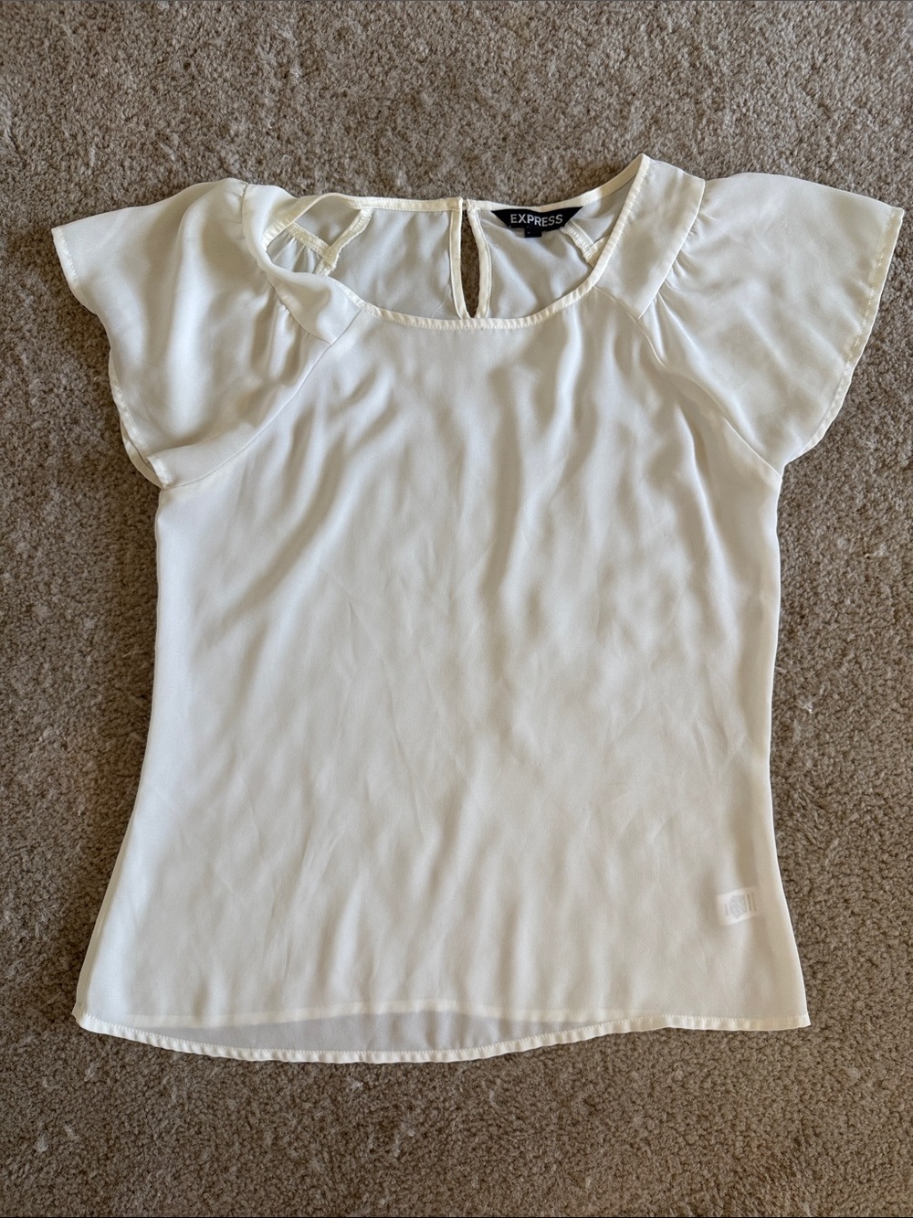 Express Cream Flutter Sleeve Blouse